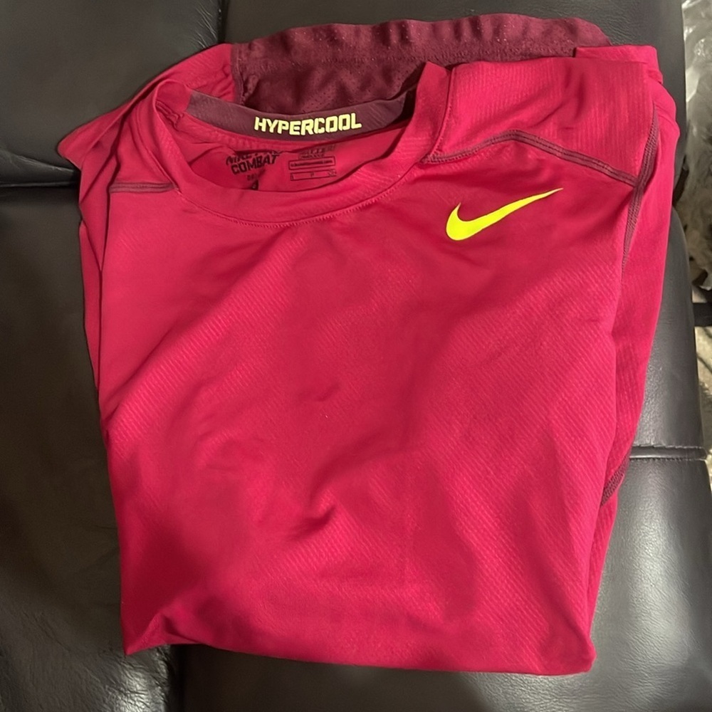 Nike Pro Combat Red  and yellow Athletic Shirt